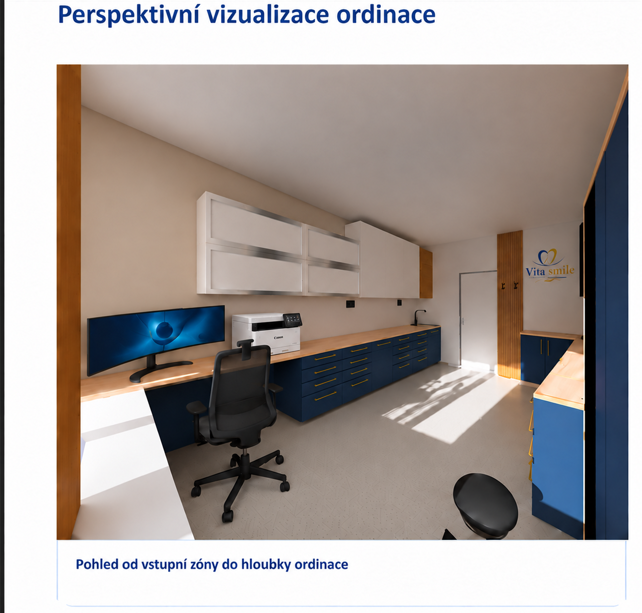 Připravovaná ordinace VitaSmile – pravá stěna od vstupu